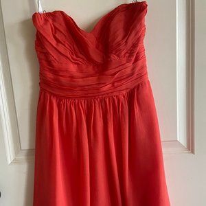Shoshanna Shirred Strapless Dress in Coral Size 4